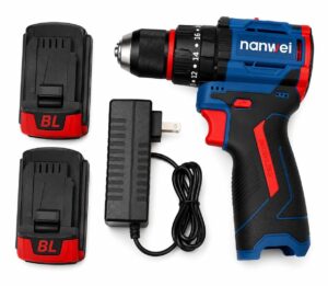 Taladro inalámbrico Nanwei de 16V con motor sin escobillas y baterías recargables